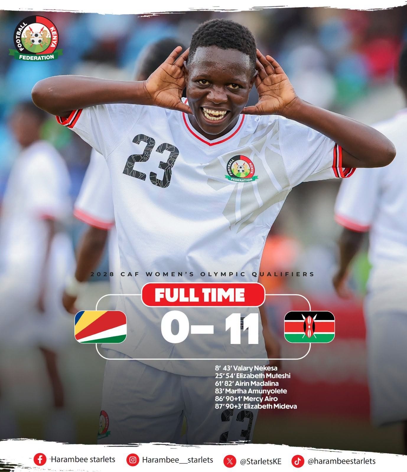 arambee Starlets Run Riot, Thrash Seychelles 11-0 in Olympic Qualifier